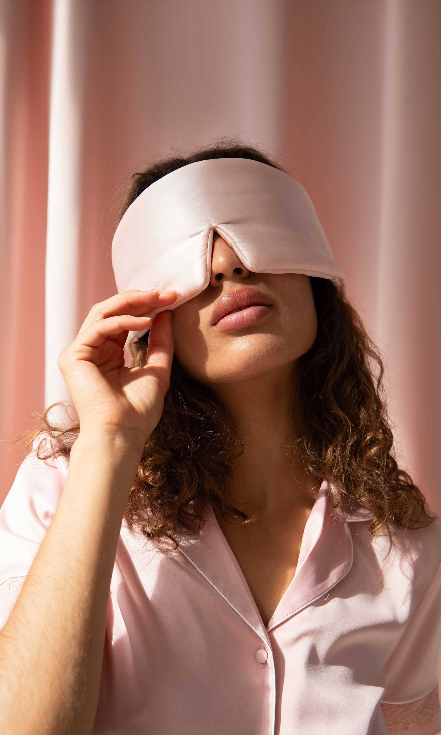 Drowsy Pastel Pink Silk Sleep Mask