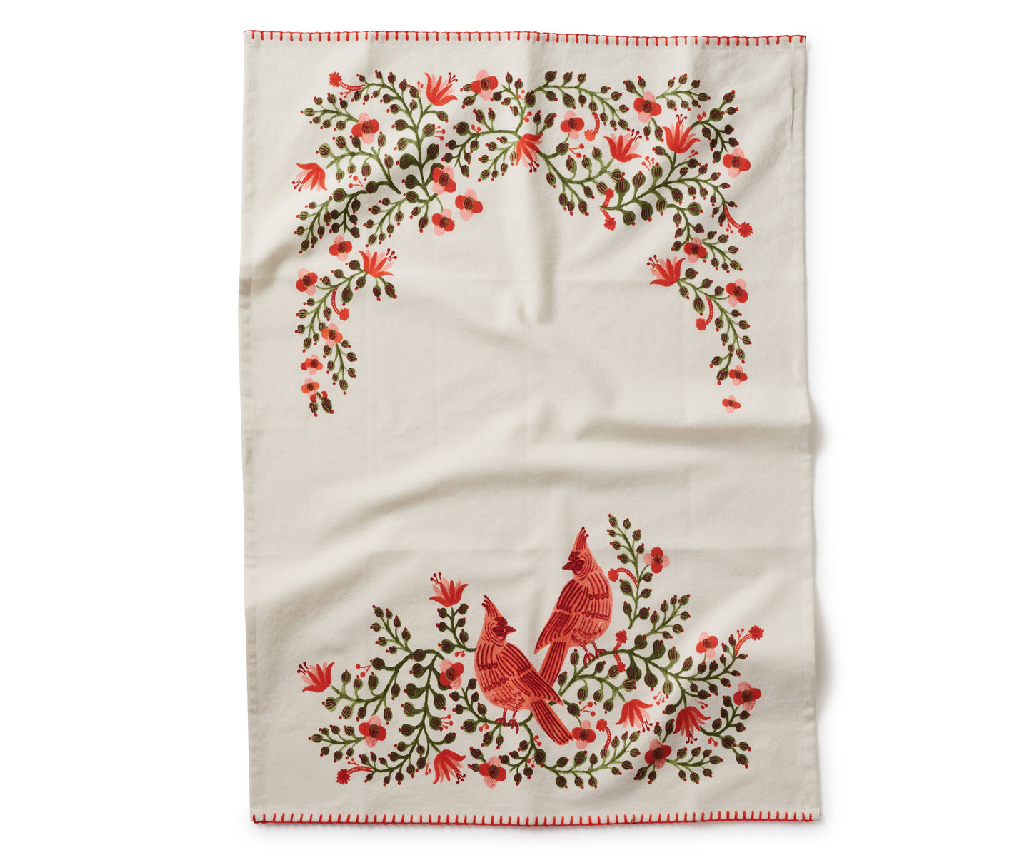 Christmas Cardinals Tea Towel