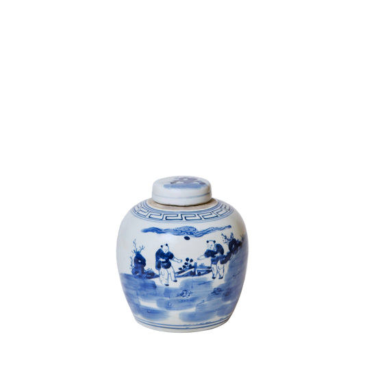 Blue and White Porcelain Playing Children Ginger Jar