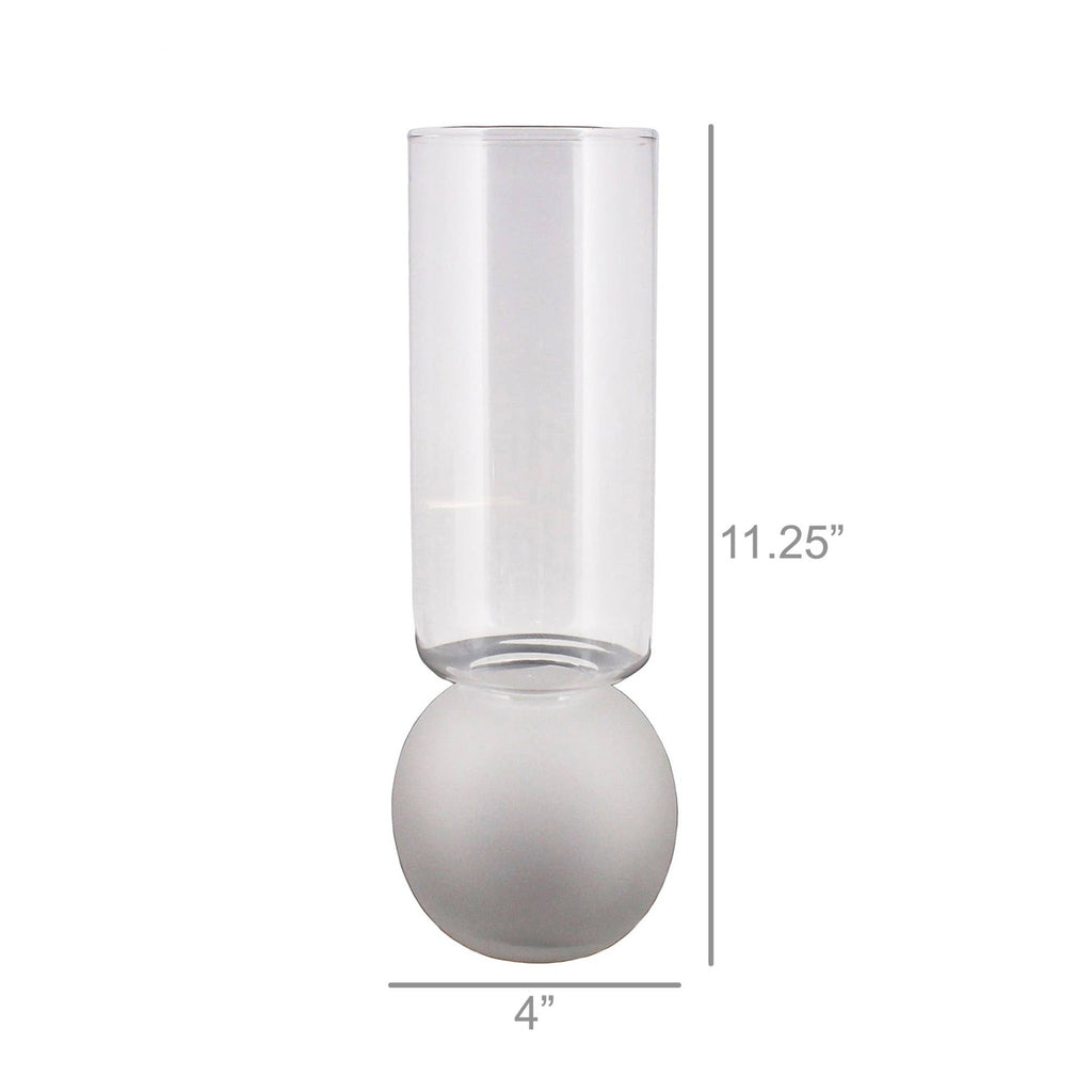 Tall Bulb Vase with Frosted Bottom