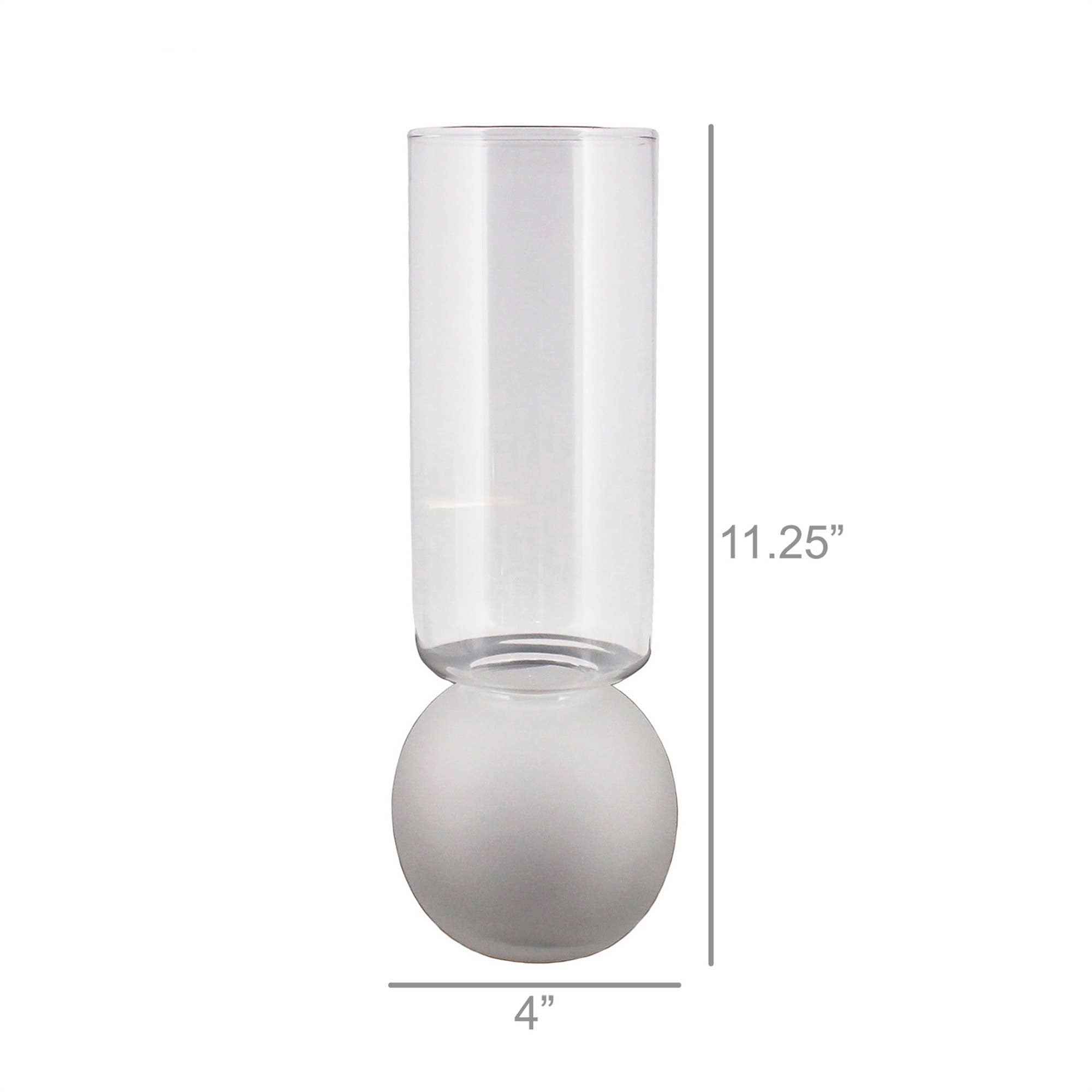 Tall Bulb Vase with Frosted Bottom