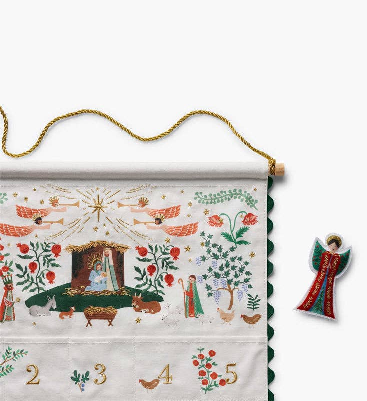 Christmas Nativity Embroidered Hanging Advent Calendar