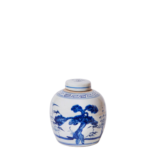 Blue and White Porcelain Three Friends Ginger Jar