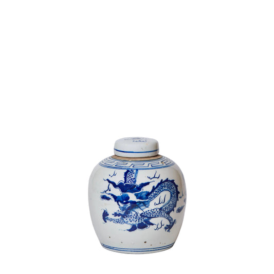 Blue and White Porcelain Dragon Ginger Jar