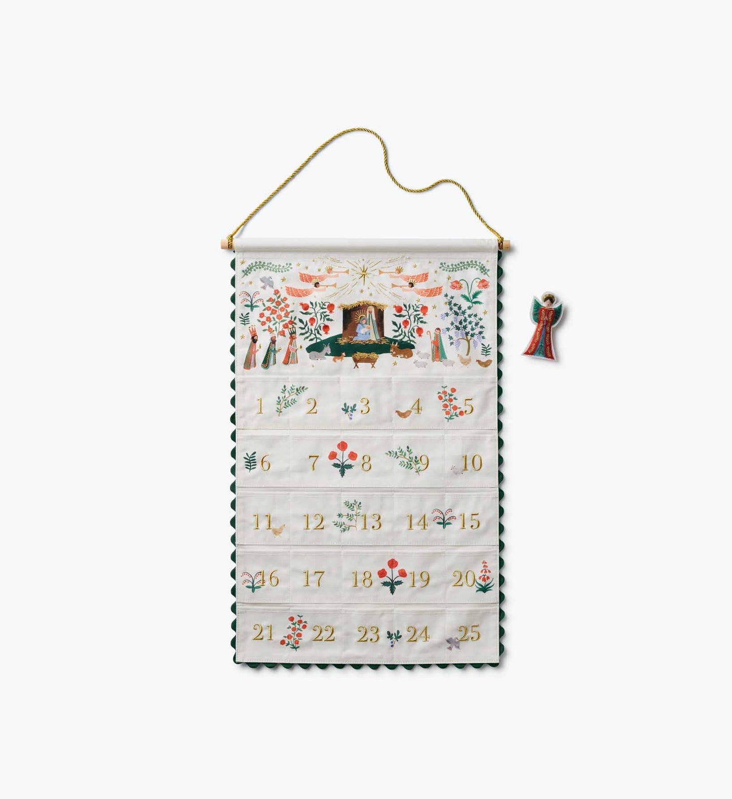 Christmas Nativity Embroidered Hanging Advent Calendar