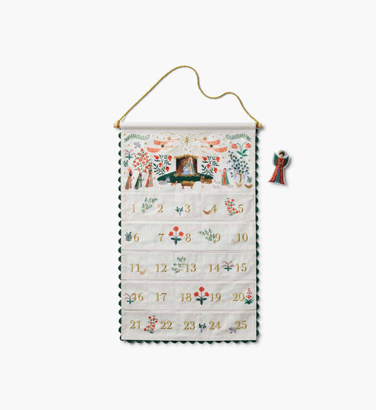 Christmas Nativity Embroidered Hanging Advent Calendar