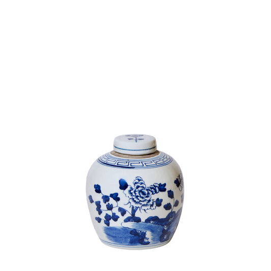 Blue and White Porcelain Peony Ginger Jar