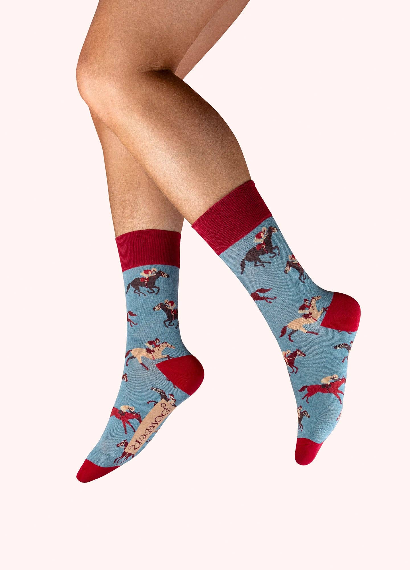 Men's Socks - Vintage Race Horses in Denim