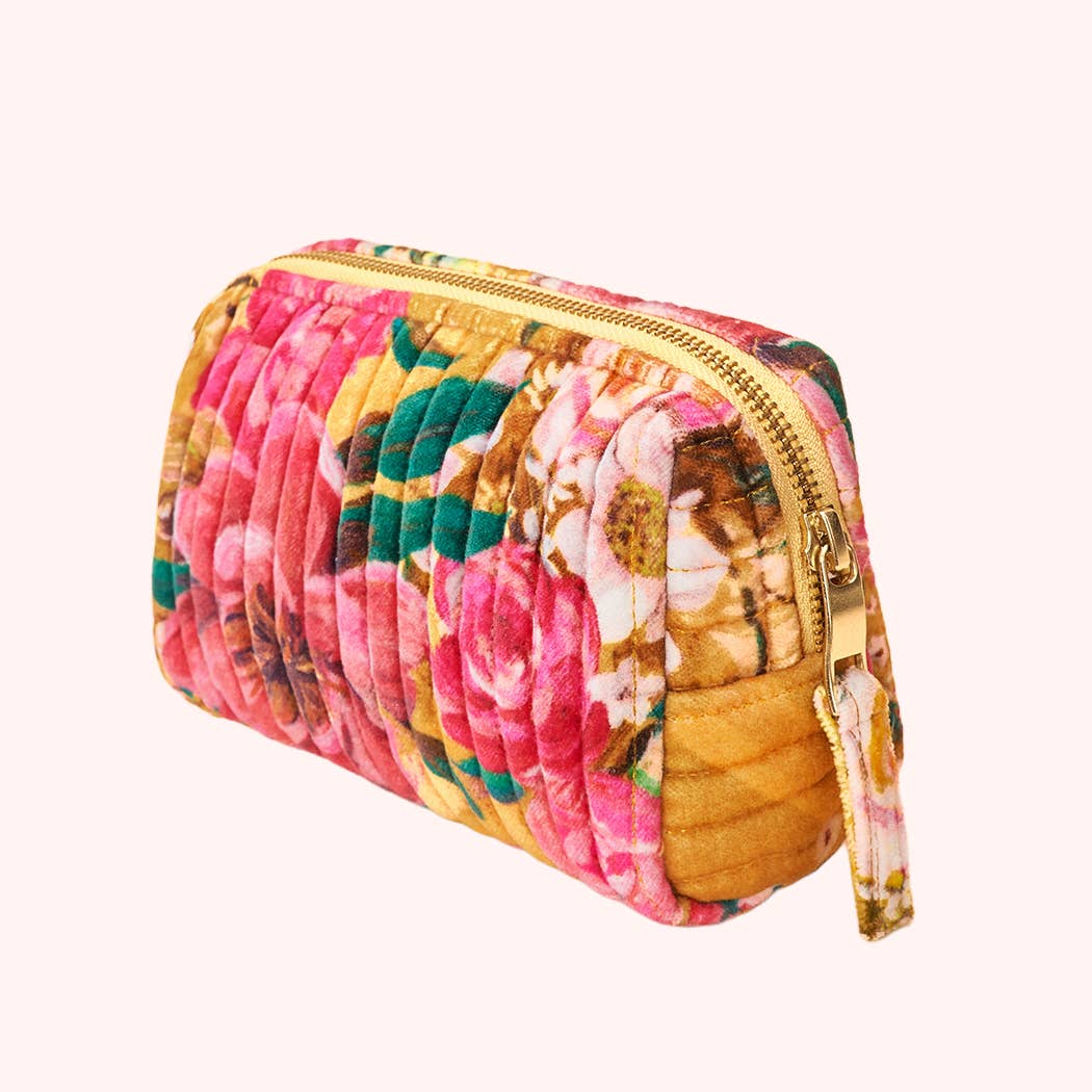 Powder Small Quilted Vanity Bag - Mustard Floral
