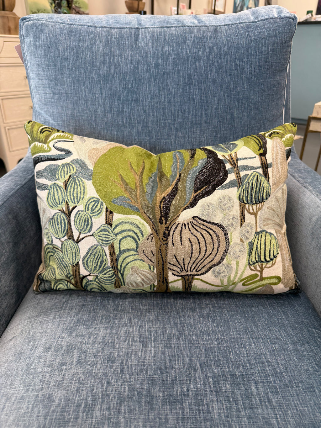 Woodlands Embroidered Pillow 12x20