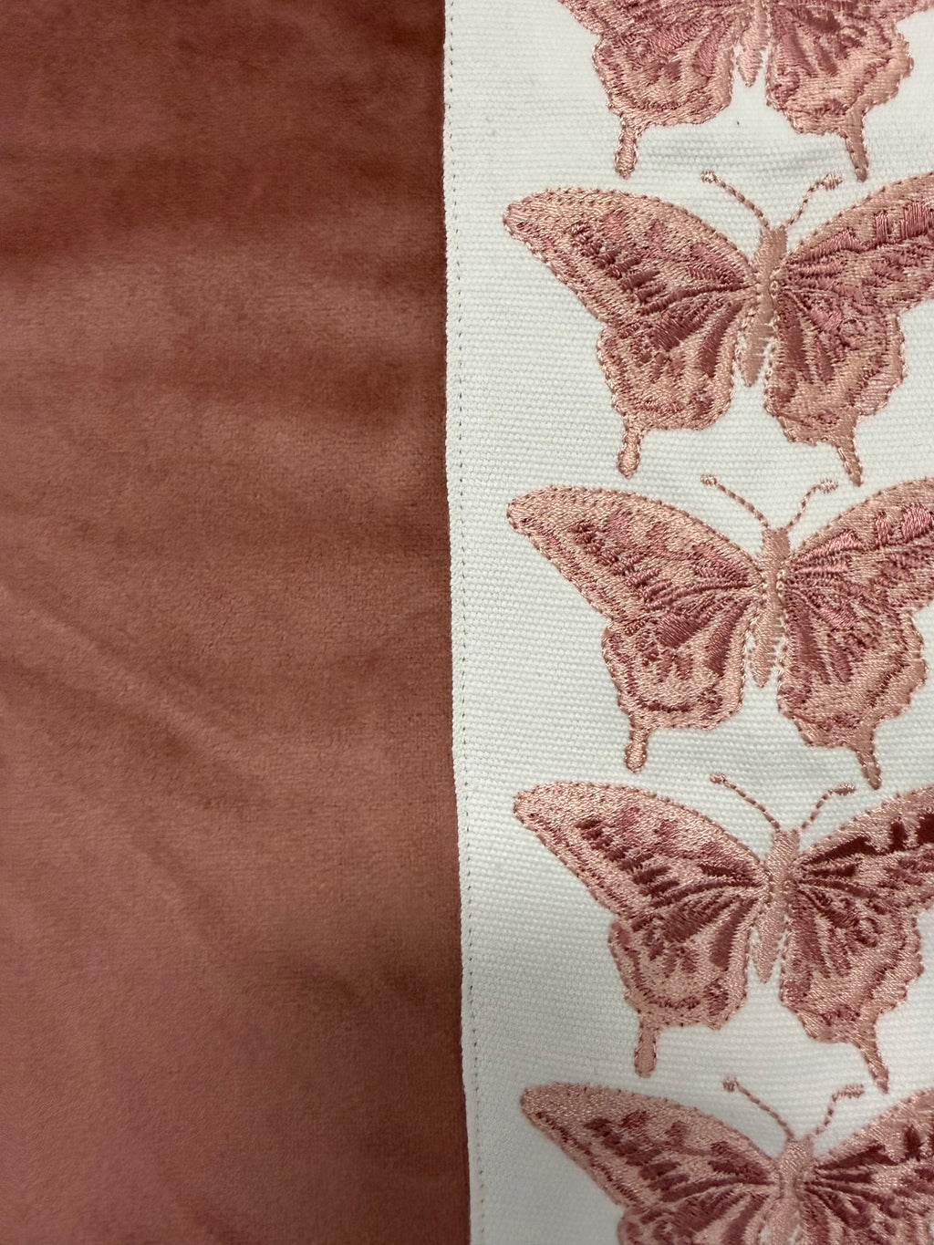 Butterfly Trimmed Velvet Pillow Cover