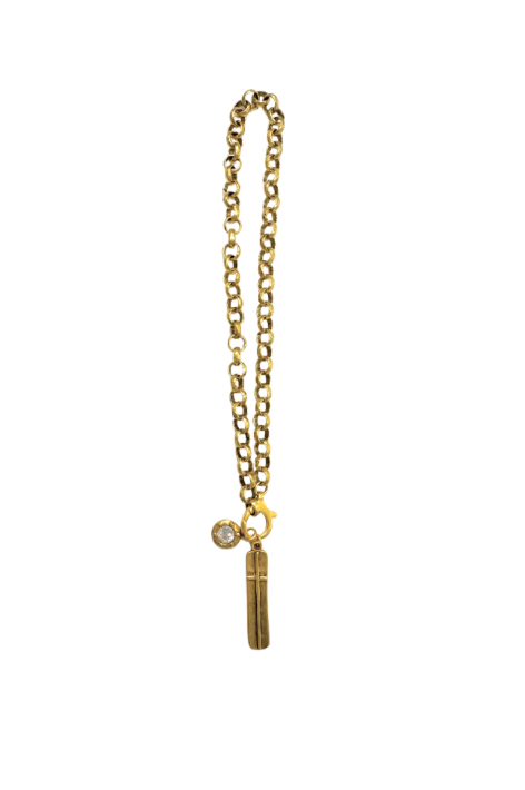 Emsato Luxe - Round Chain with Bar Cross and Diamond Pendant