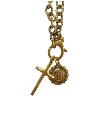 Emsato Luxe - Antique Chain with Cross and Mary Pendant