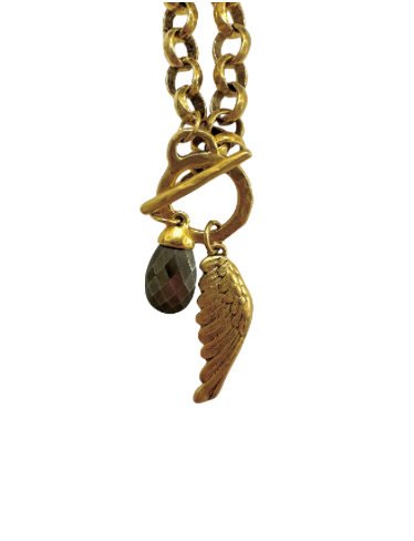 Emsato Luxe - Round Chain with Angel Wing and Pyrite