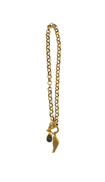 Emsato Luxe - Round Chain with Angel Wing and Pyrite