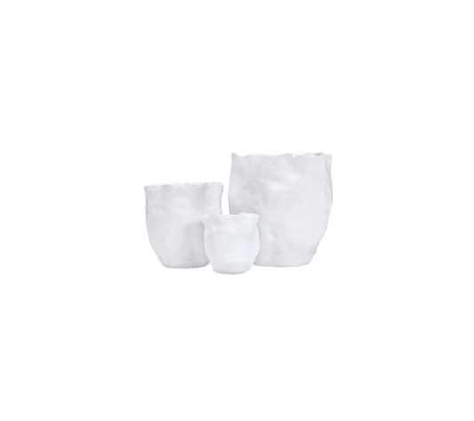 White Hammered Ceramic Pottery - 3 Sizes