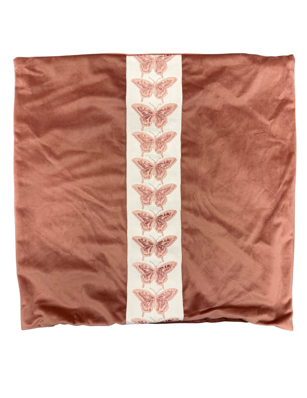 Butterfly Trimmed Velvet Pillow Cover