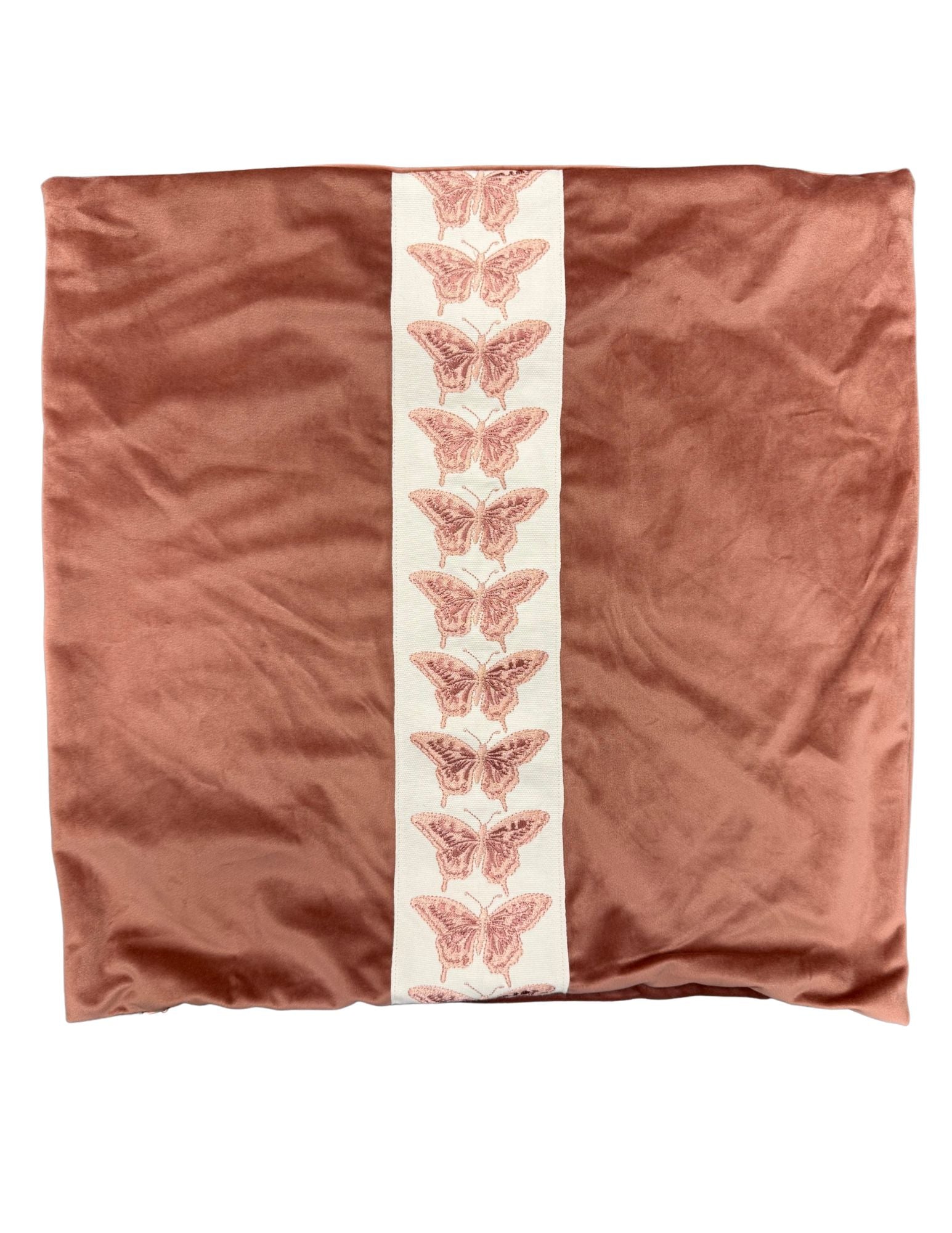 Butterfly Trimmed Velvet Pillow Cover