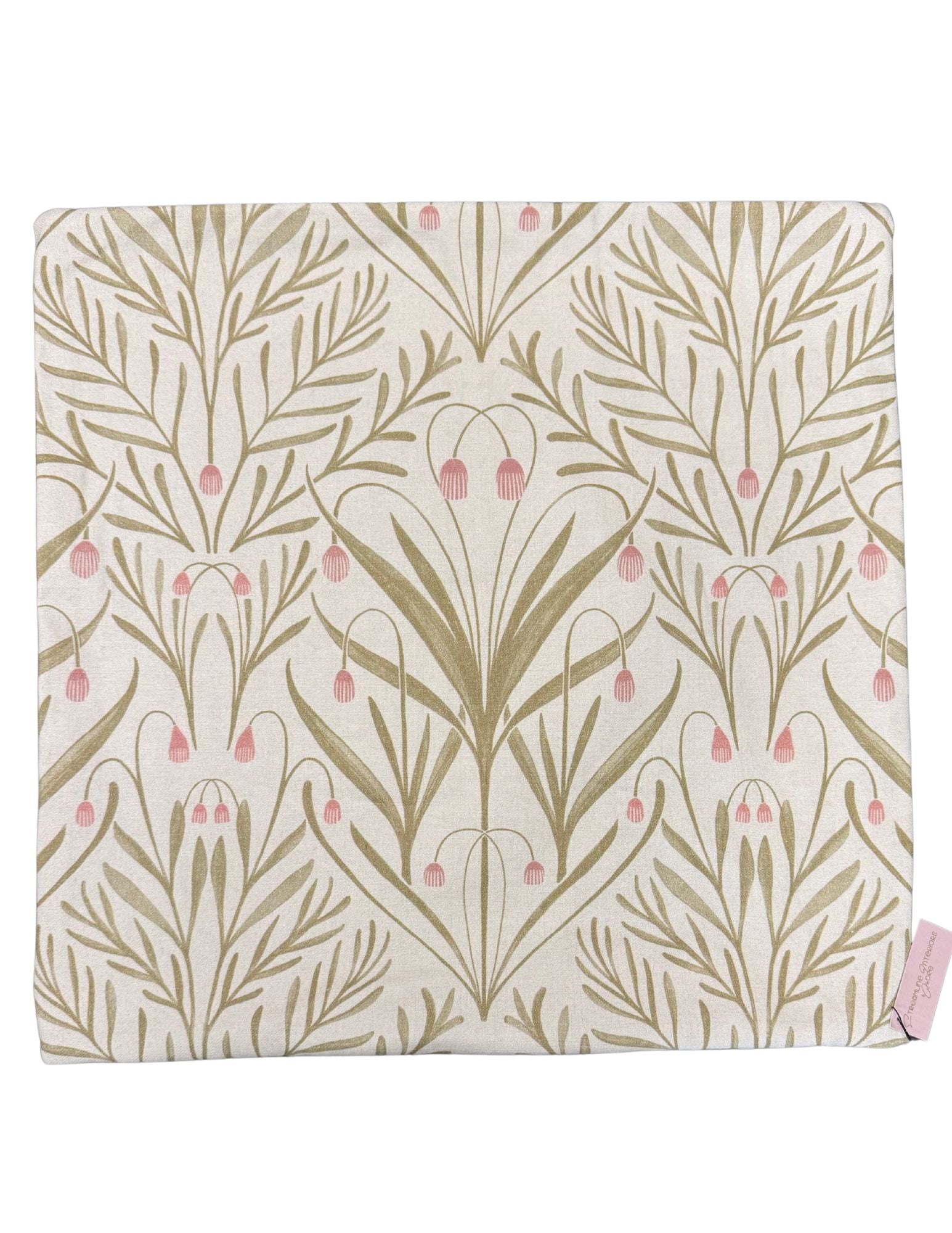 Pink/Green Floral Pillow Cover