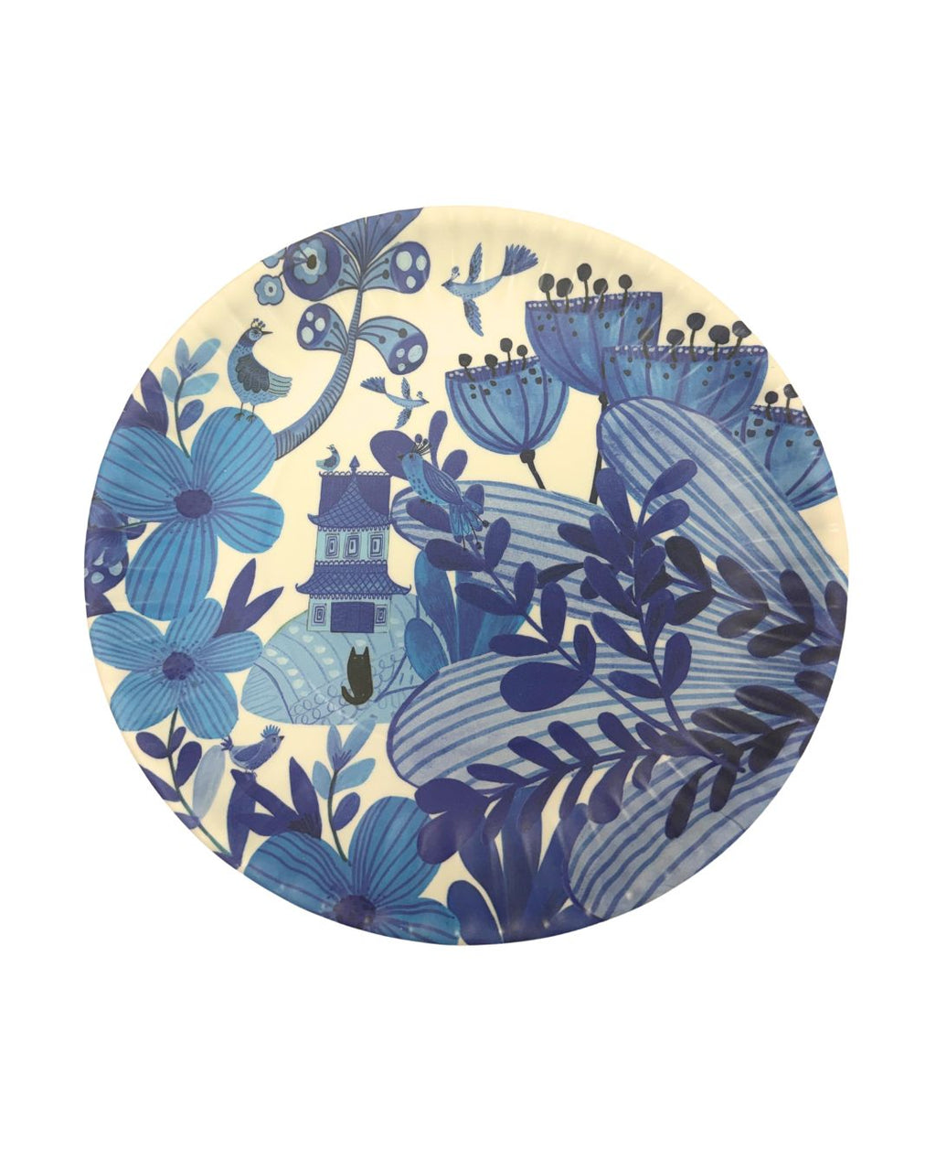 Blue & White Chinoiserie Melamine Set of 4 Plates
