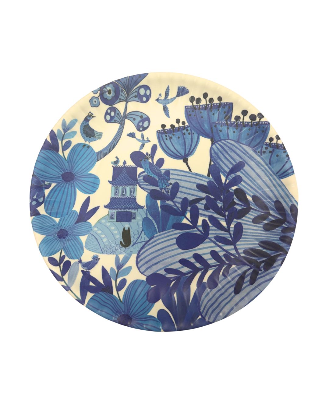 Blue & White Chinoiserie Melamine Set of 4 Plates