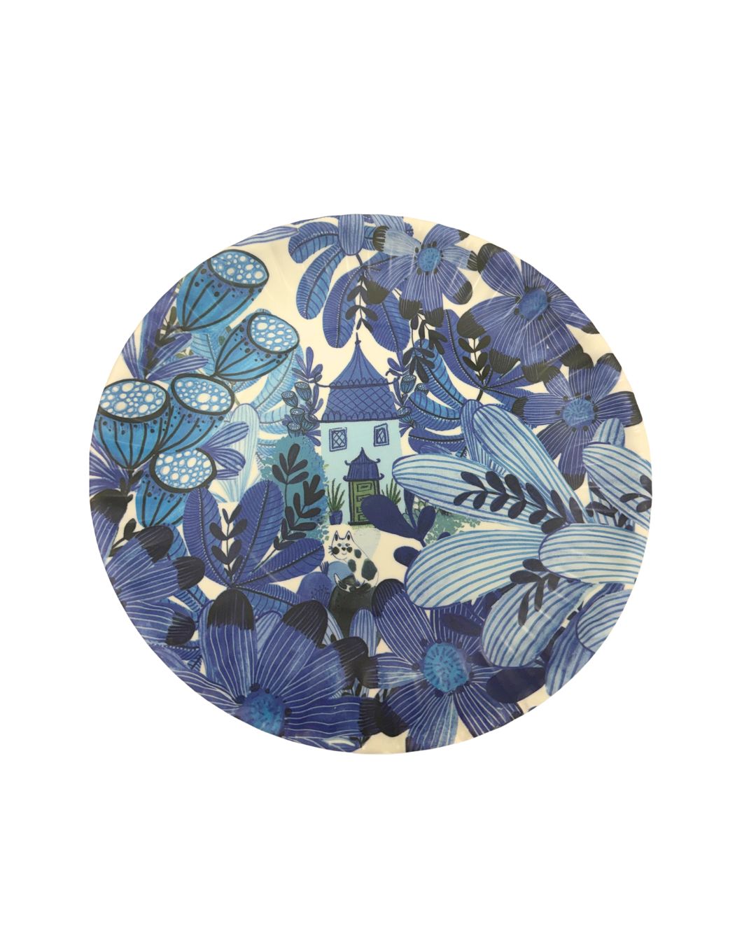 Blue & White Chinoiserie Melamine Set of 4 Plates