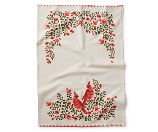 Christmas Cardinals Tea Towel