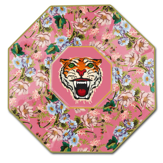 Pink Tiger Decoupage Glass Plate