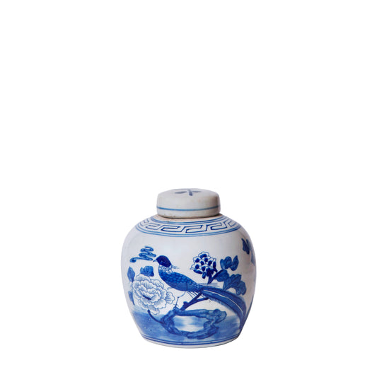 Blue and White Porcelain Pheasant Ginger Jar