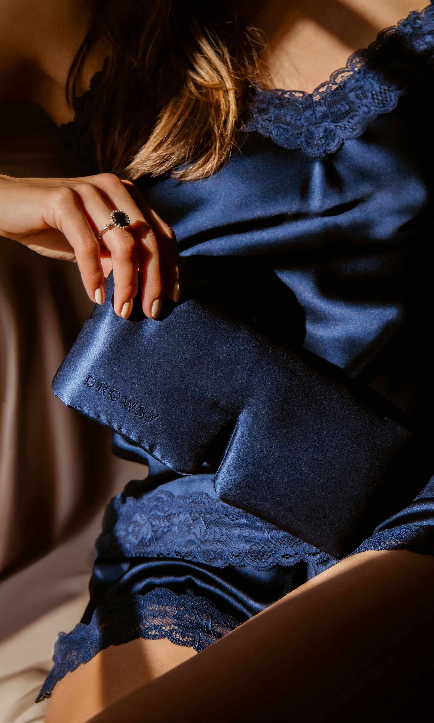 Drowsy Navy Silk Sleep Mask