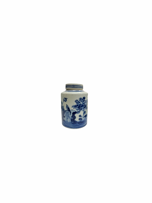 Blue and White Flower Tea Jar