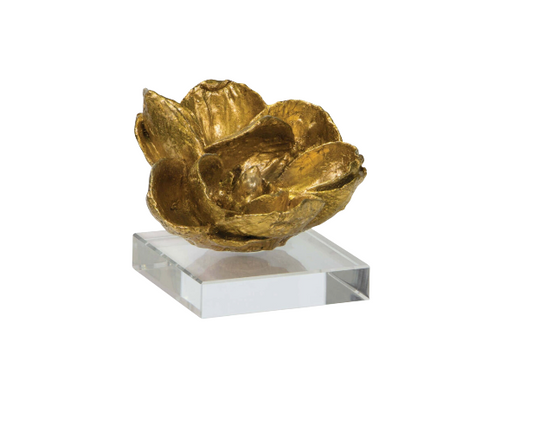 Gold Magnolia on Glass Base